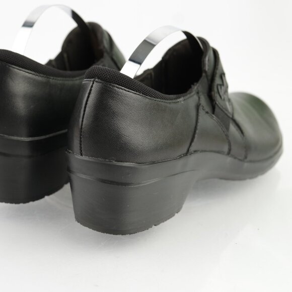 Clarks Womens Angie Pearl Loafers Size 7 M Black Leather Booties Shoe Block Heel - Picture 3 of 12